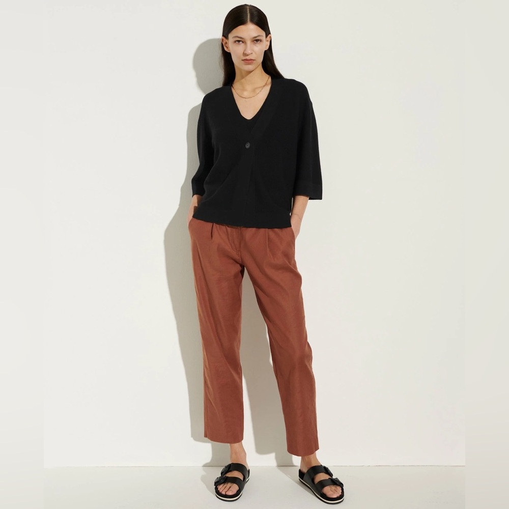 NWOT The Reset R Label Linen Blend Wide Leg Pants Rust Brown Size M